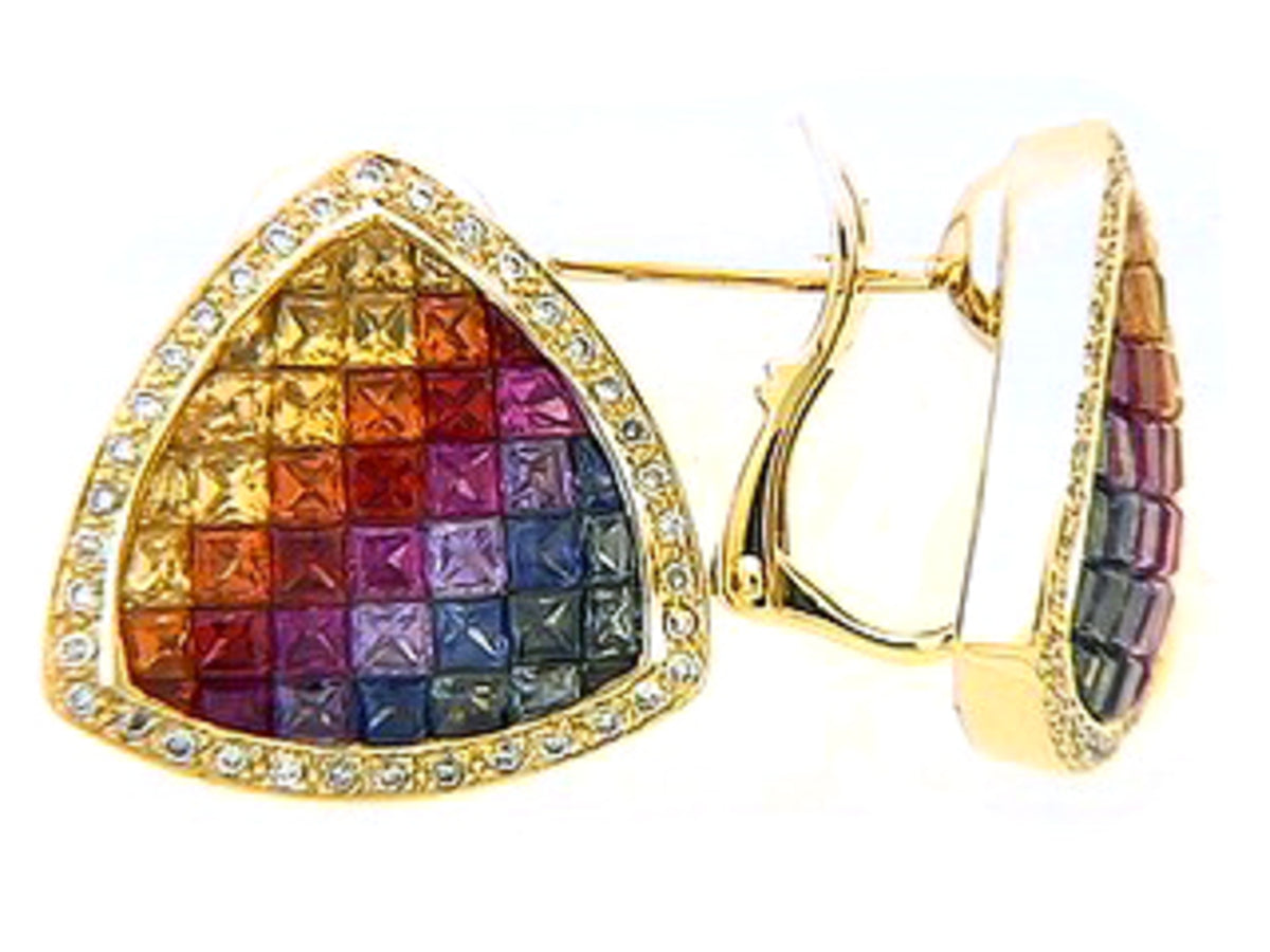 RAINBOW SAPPHIRE & DIAMOND EARRING