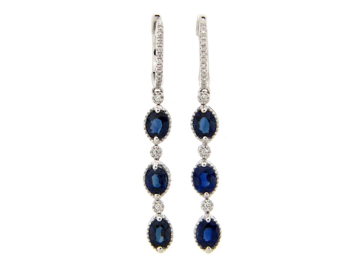 SAPPHIRE & DIAMOND EARRING, 14KW (H)