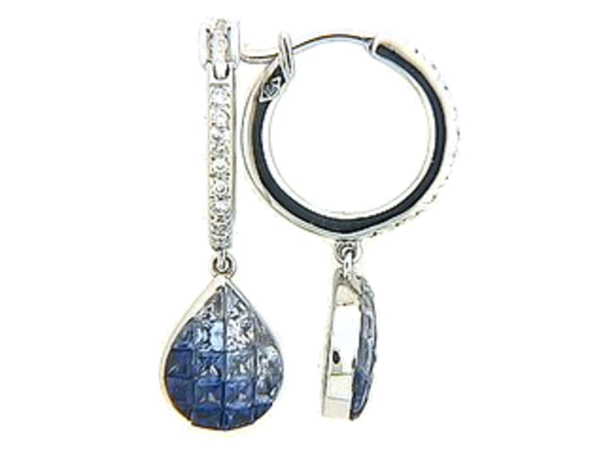 SAPPHIRE & DIAMOND EARRING, 18KW (H), C=2.09