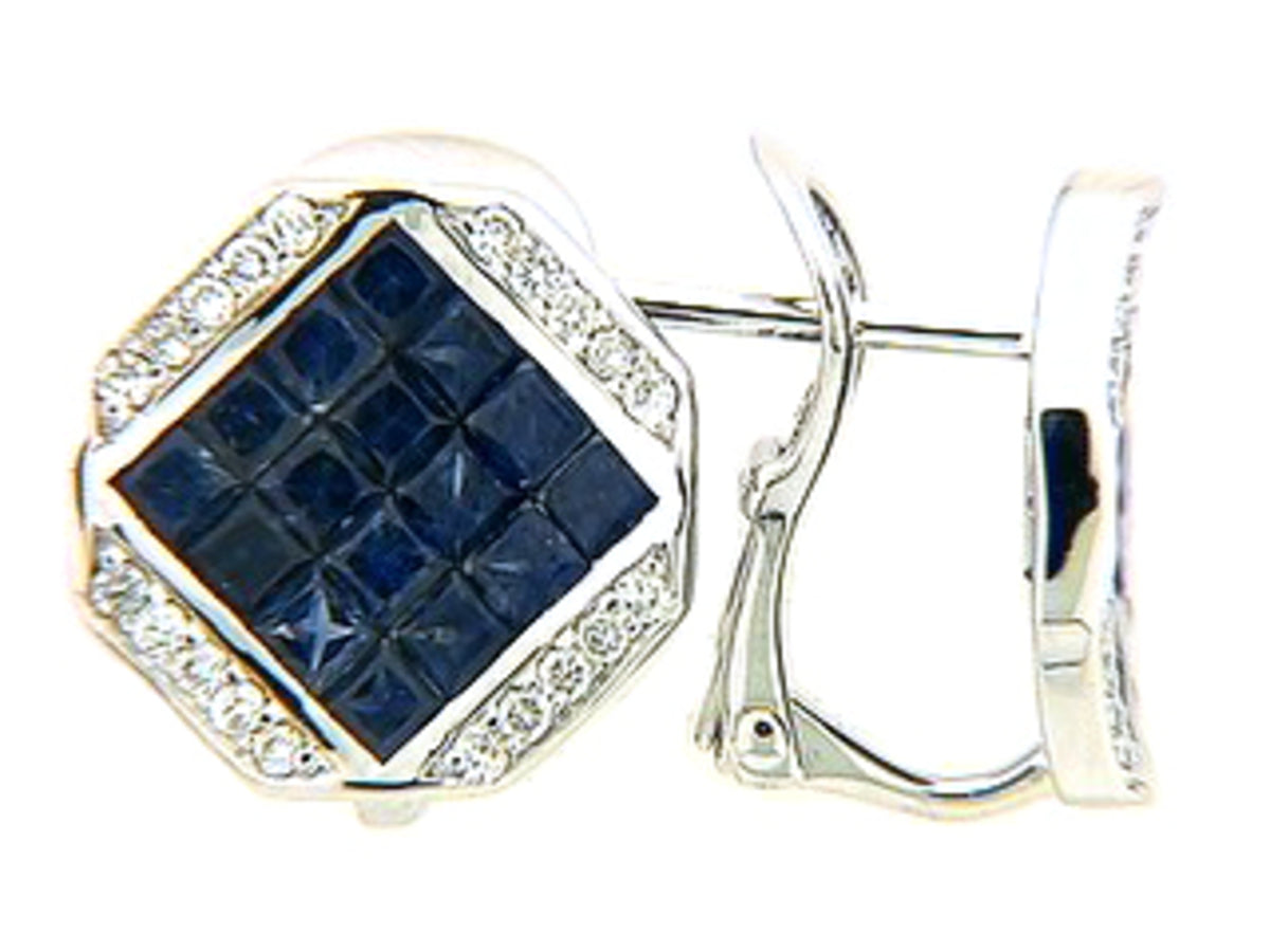 SAPPHIRE & DIAMOND EARRING, 14KW (H), C=2.24