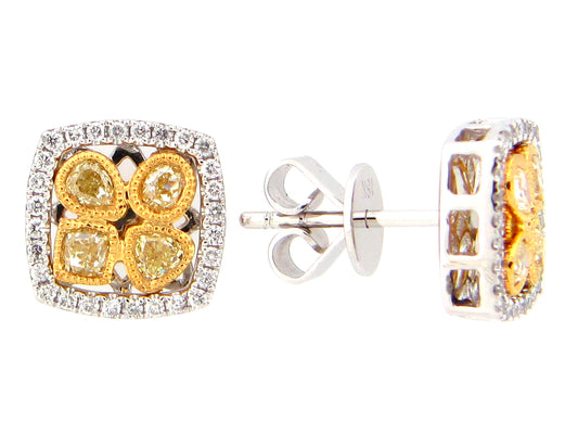 YELLOW & WHITE DIAMOND EARRING, 18KT (N)