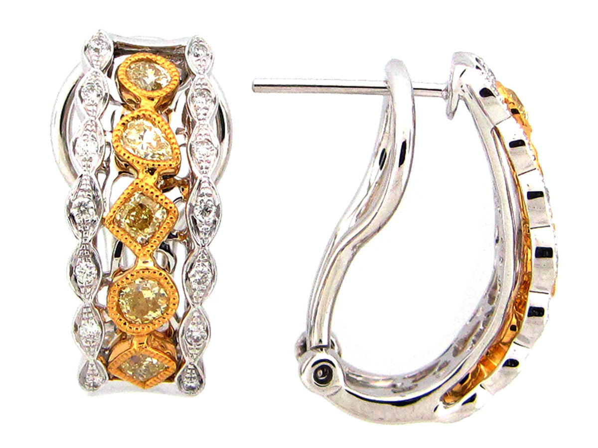 YELLOW & WHITE DIAMOND EARRING, 18KT (N)