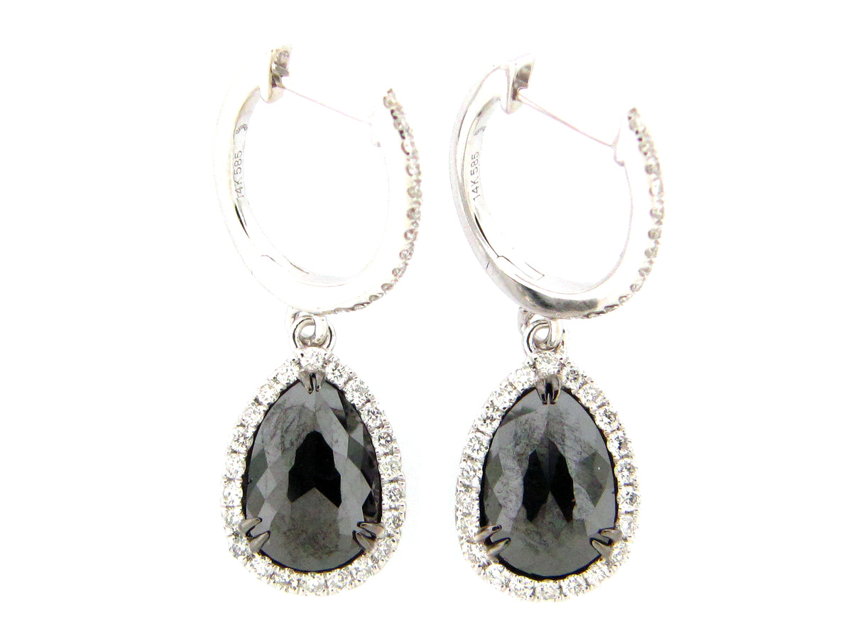 ROSE CUT BLACK & WHITE DIAMOND EARRING