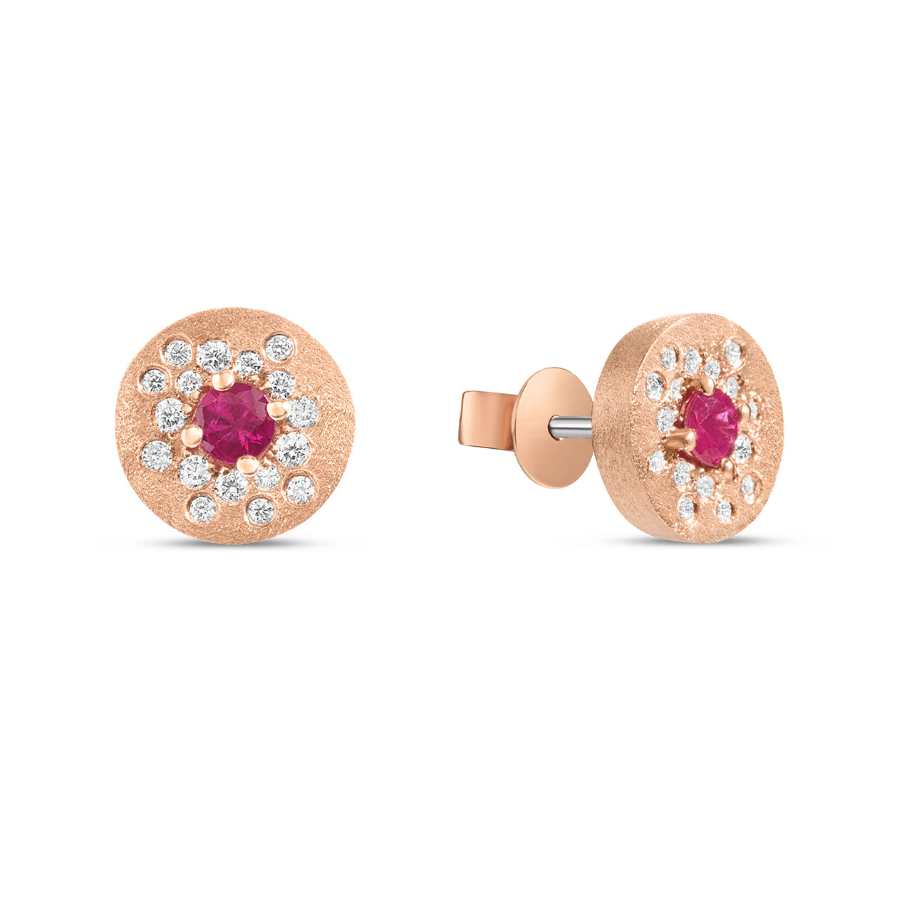 Ruby & Diamond Confetti Burst Disc Stud Earring