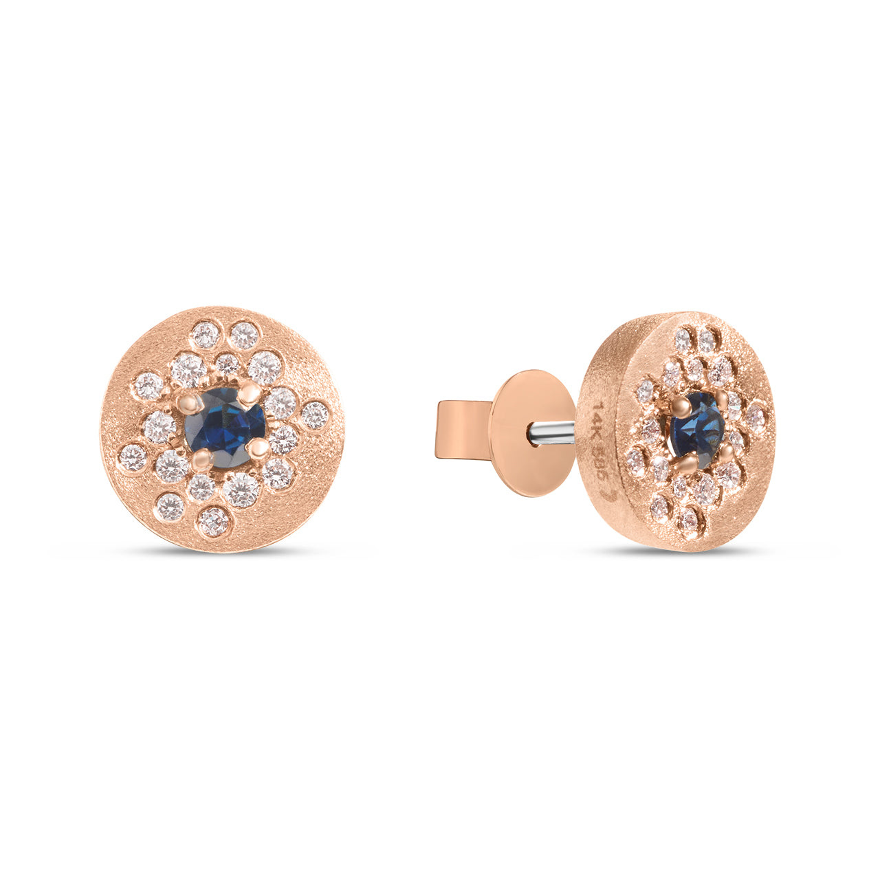 Sapphire & Diamond Confetti Burst Disc Stud Earring