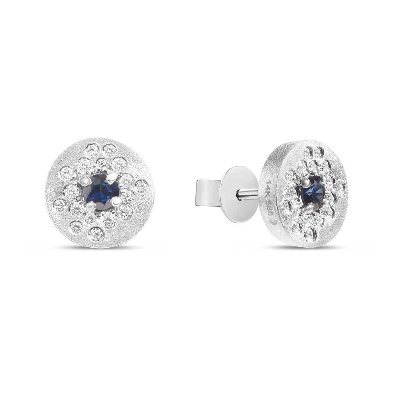 Sapphire & Diamond Confetti Burst Disc Stud Earring