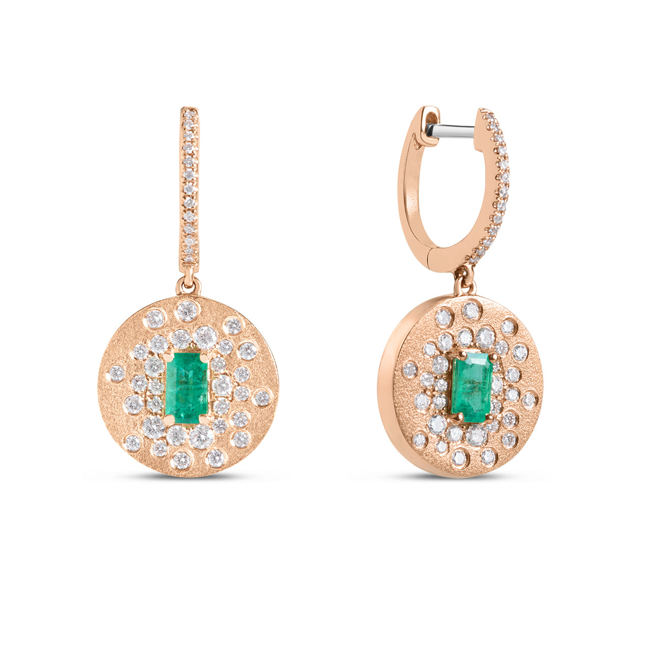 Emerald & Diamond Confetti Disc Drop Earring