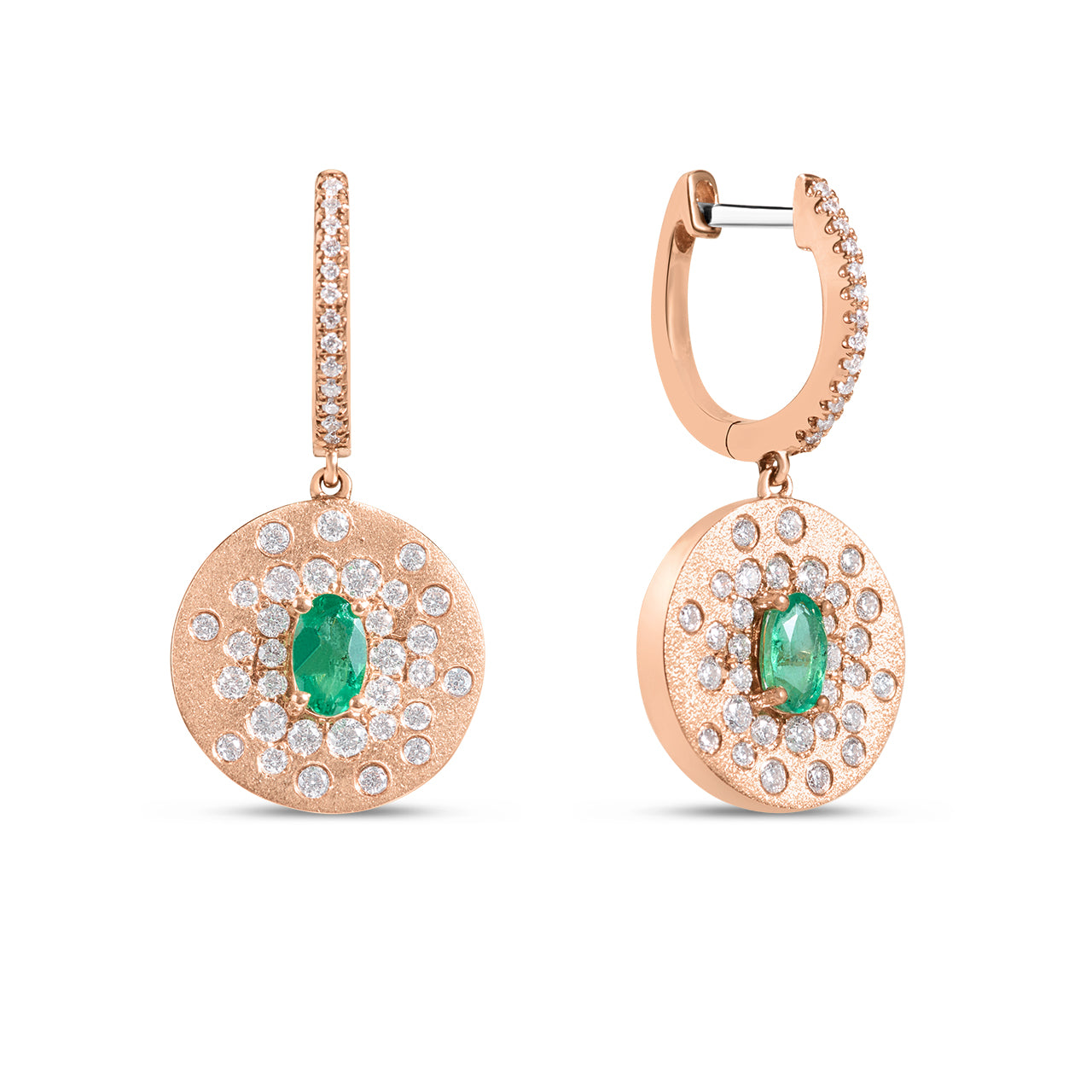 Emerald & Diamond Confetti Disc Drop Earring