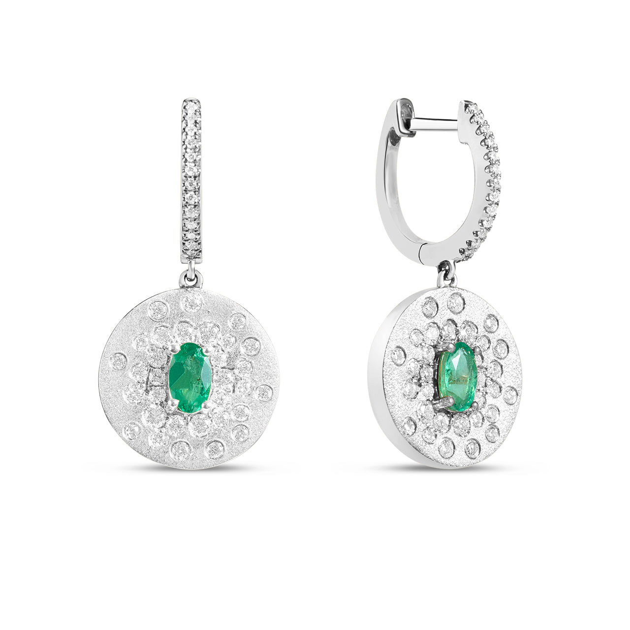 Emerald & Diamond Confetti Disc Drop Earring