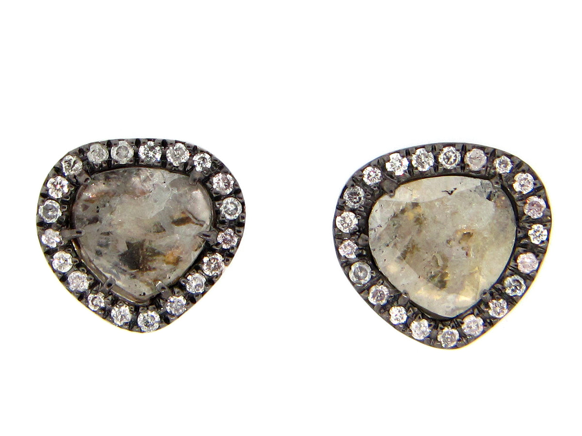 GRAY SLICE DIAMOND STUDS, 18KW (N)