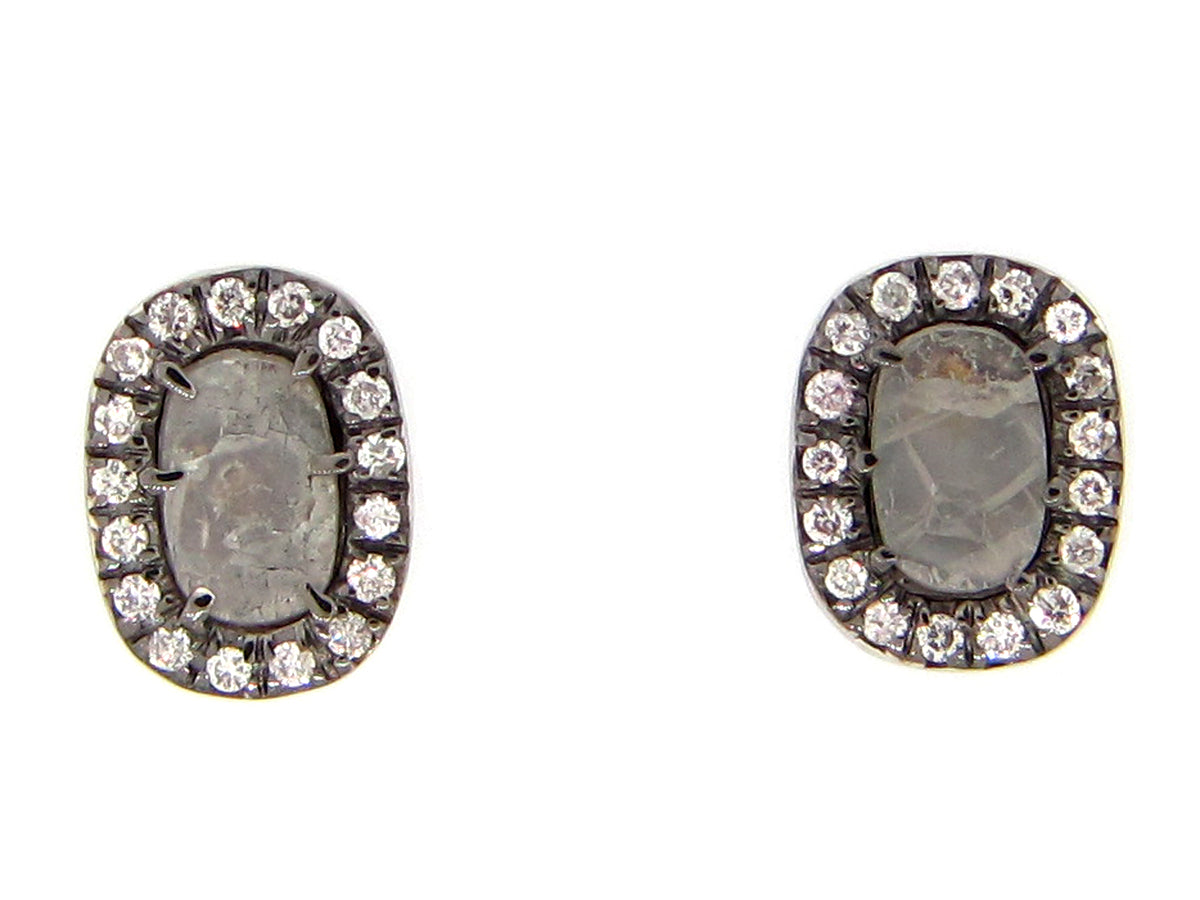 GRAY SLICE DIAMOND STUDS, 18KW (N)