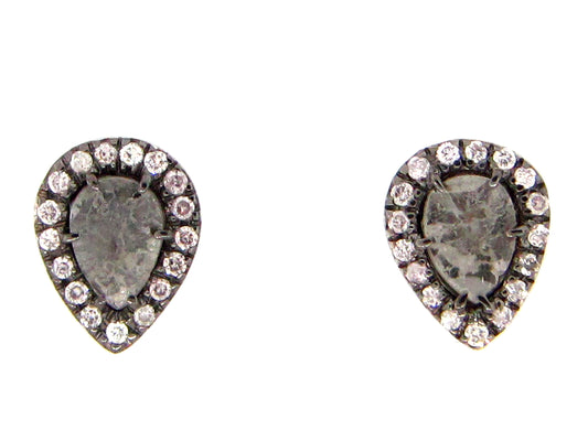 GRAY SLICE DIAMOND STUDS, 18KW (N)