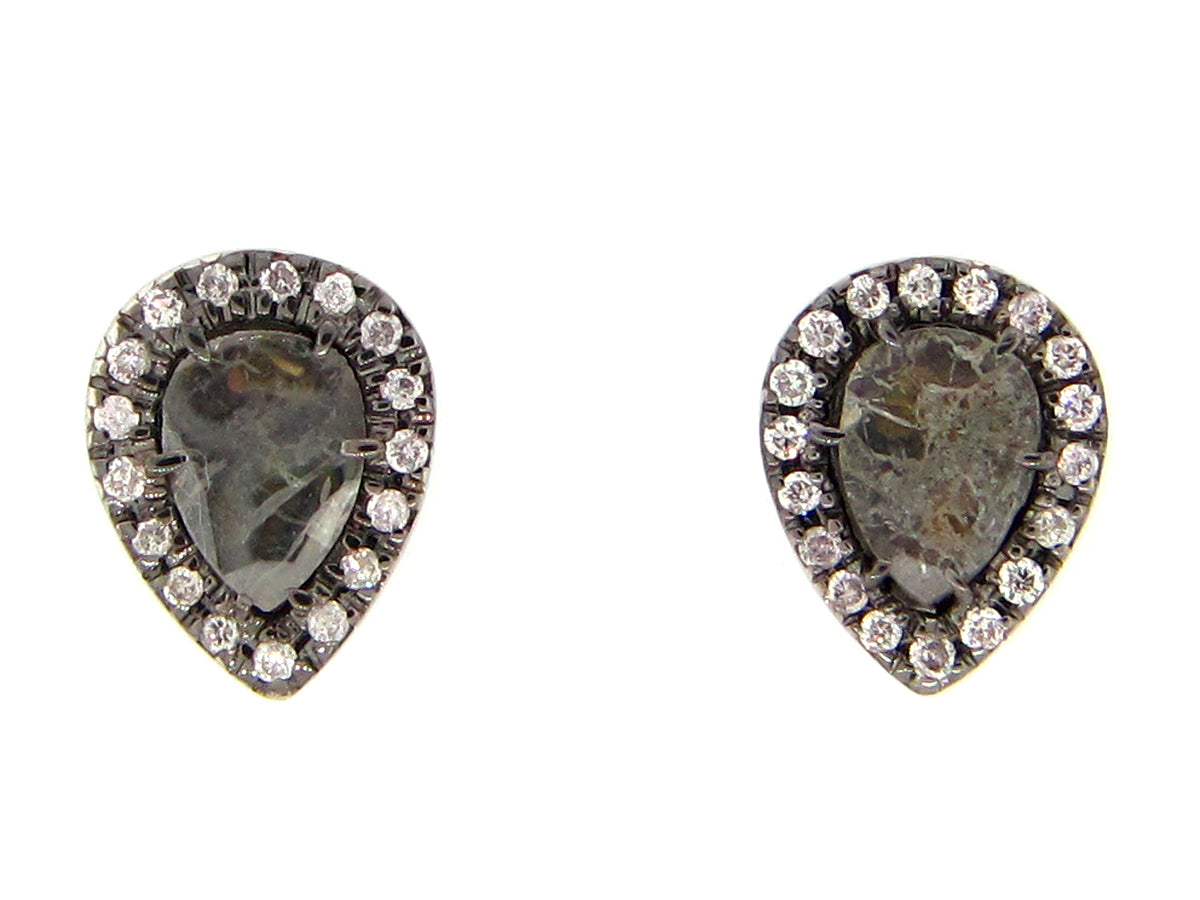 GRAY SLICE DIAMOND STUDS, 18KW (N)