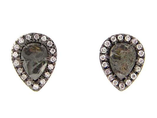 GRAY SLICE DIAMOND STUDS, 18KW (N)