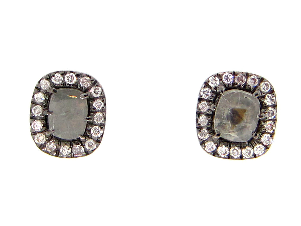 GRAY SLICE DIAMOND STUDS, 18KW (N)