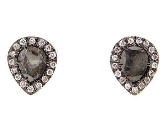 GRAY SLICE DIAMOND STUDS, 18KW (N)