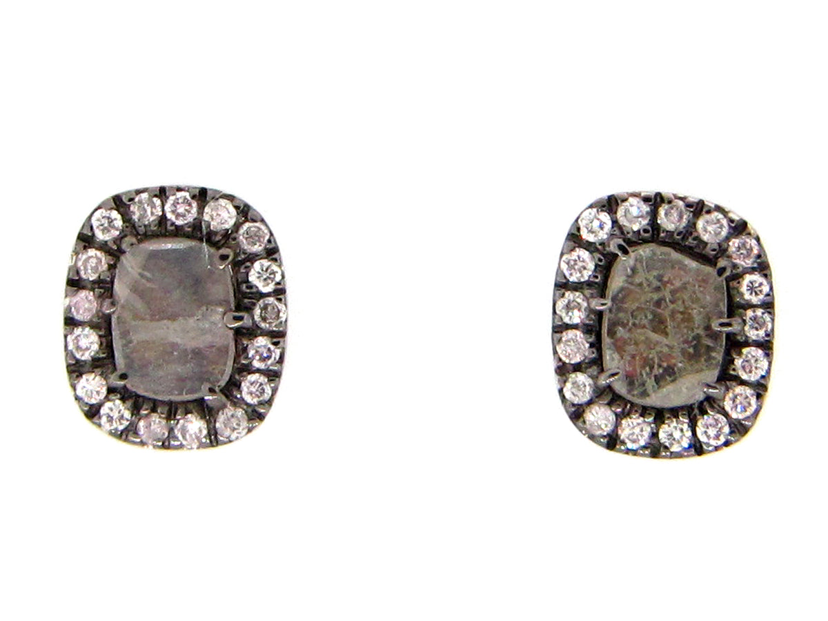GRAY SLICE DIAMOND STUDS, 18KW (N)