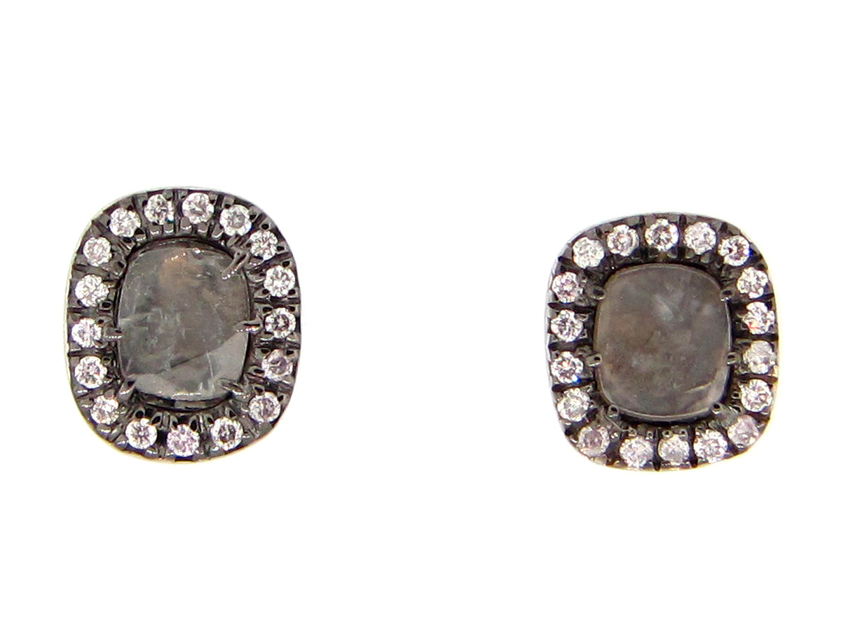 GRAY SLICE DIAMOND STUDS, 18KW (N)