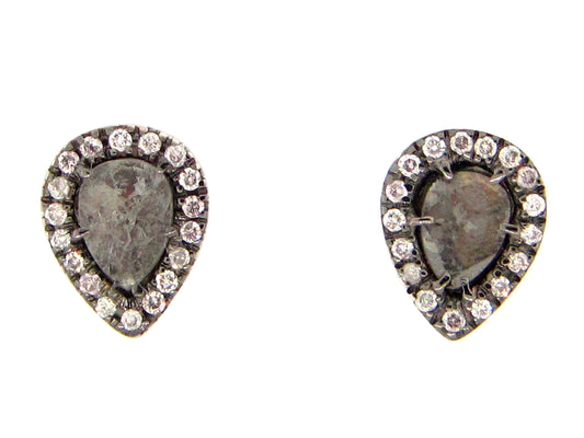 GRAY SLICE DIAMOND STUDS, 18KW (N)
