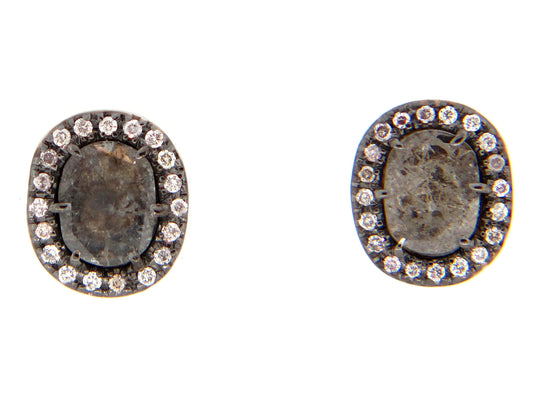 GRAY SLICE DIAMOND STUDS, 18KW (N)