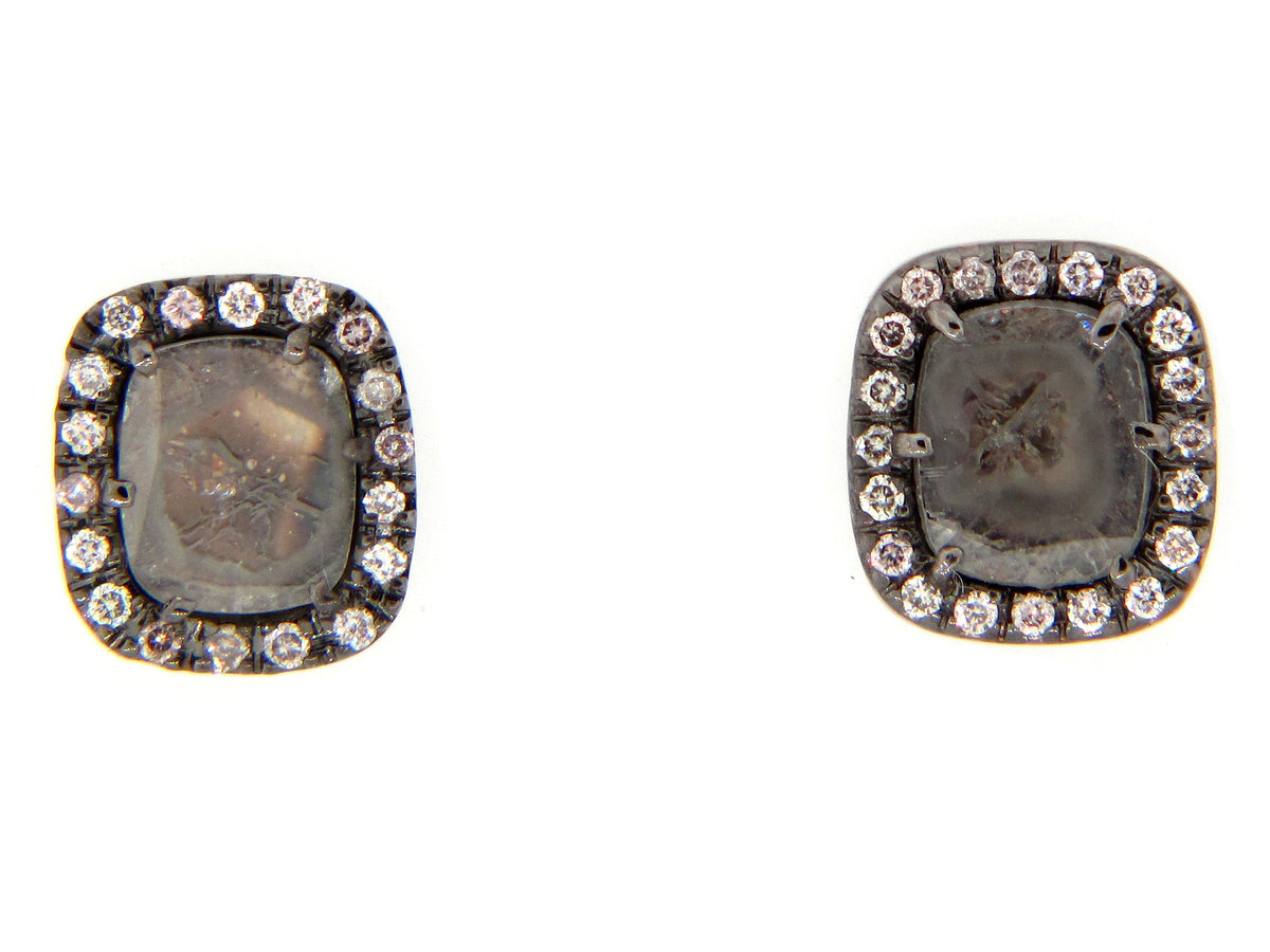 GRAY SLICE DIAMOND STUDS, 18KW (N)