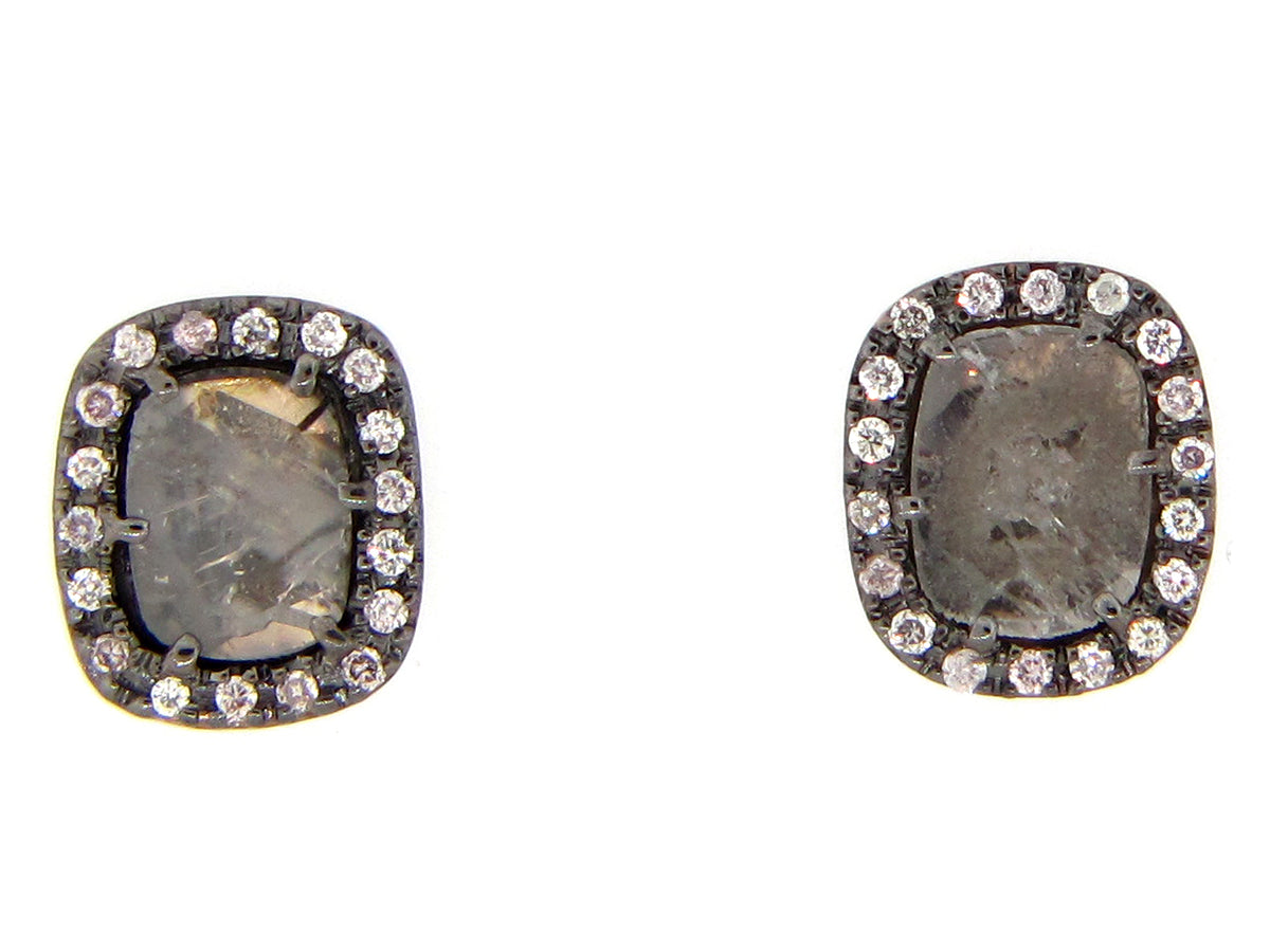 GRAY SLICE DIAMOND STUDS, 18KW (N)
