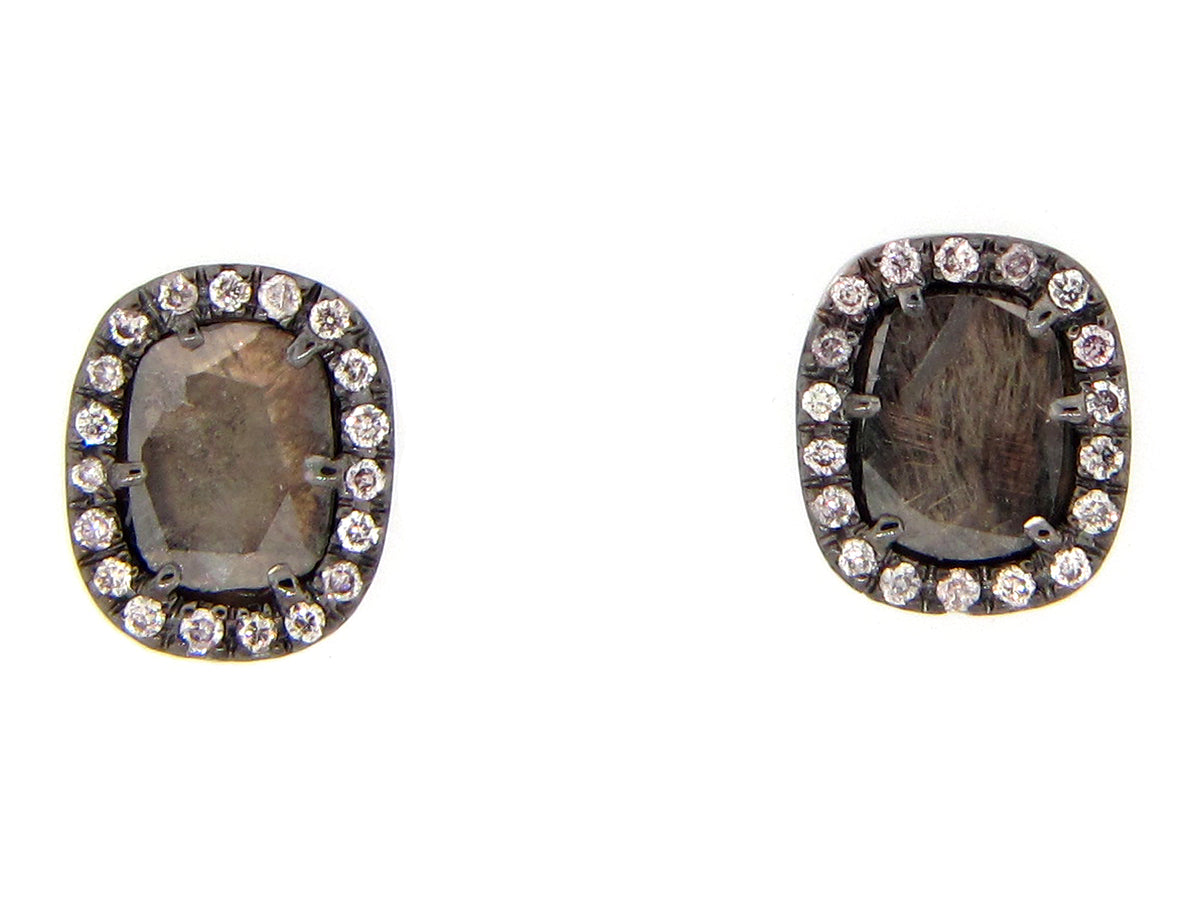 GRAY SLICE DIAMOND STUDS, 18KW (N)