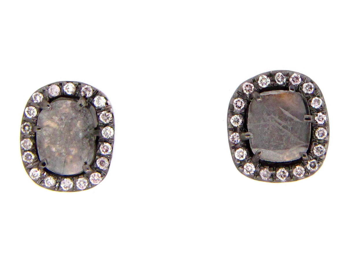 GRAY SLICE DIAMOND STUDS, 18KW (N)