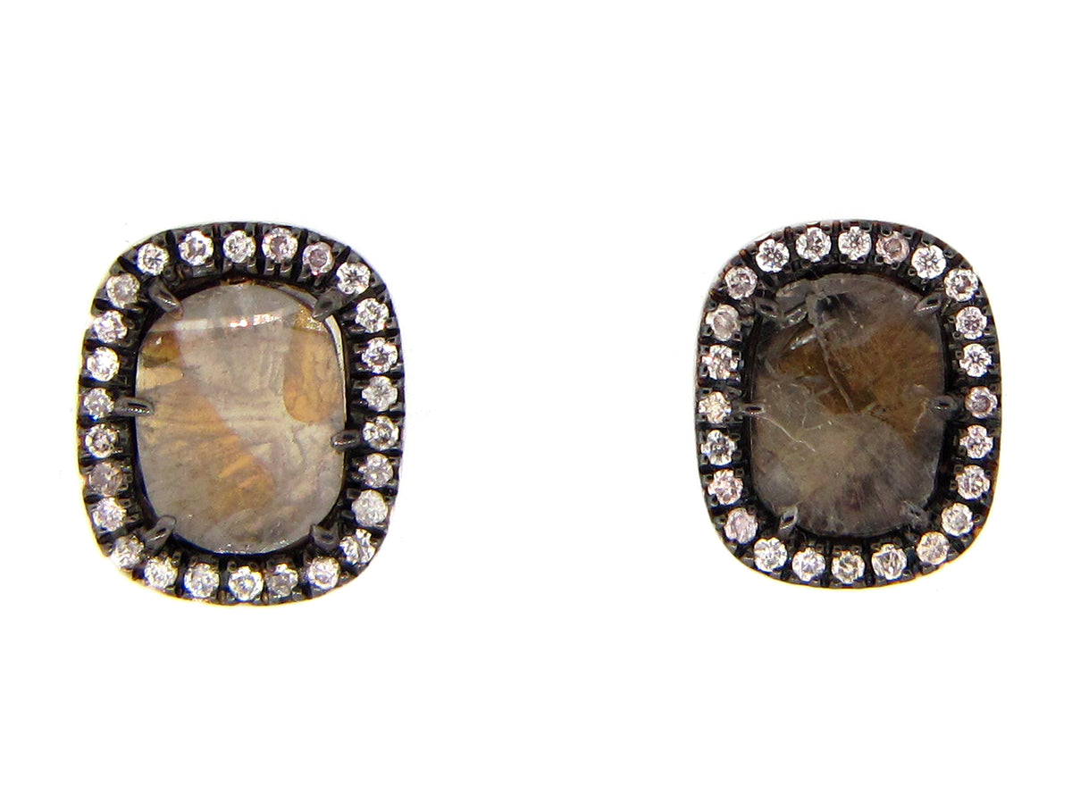 GRAY SLICE DIAMOND STUDS, 18KW (N)