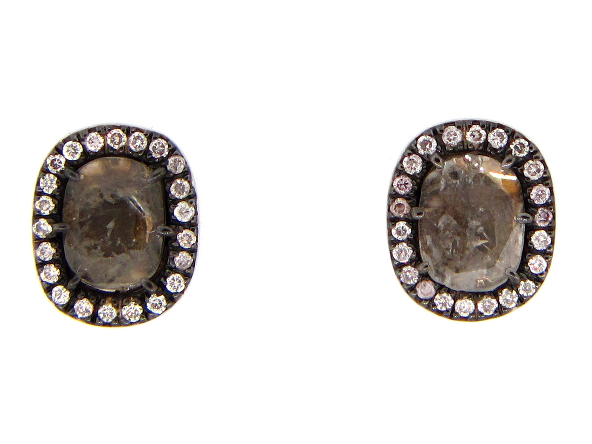 GRAY SLICE DIAMOND STUDS, 18KW (N)