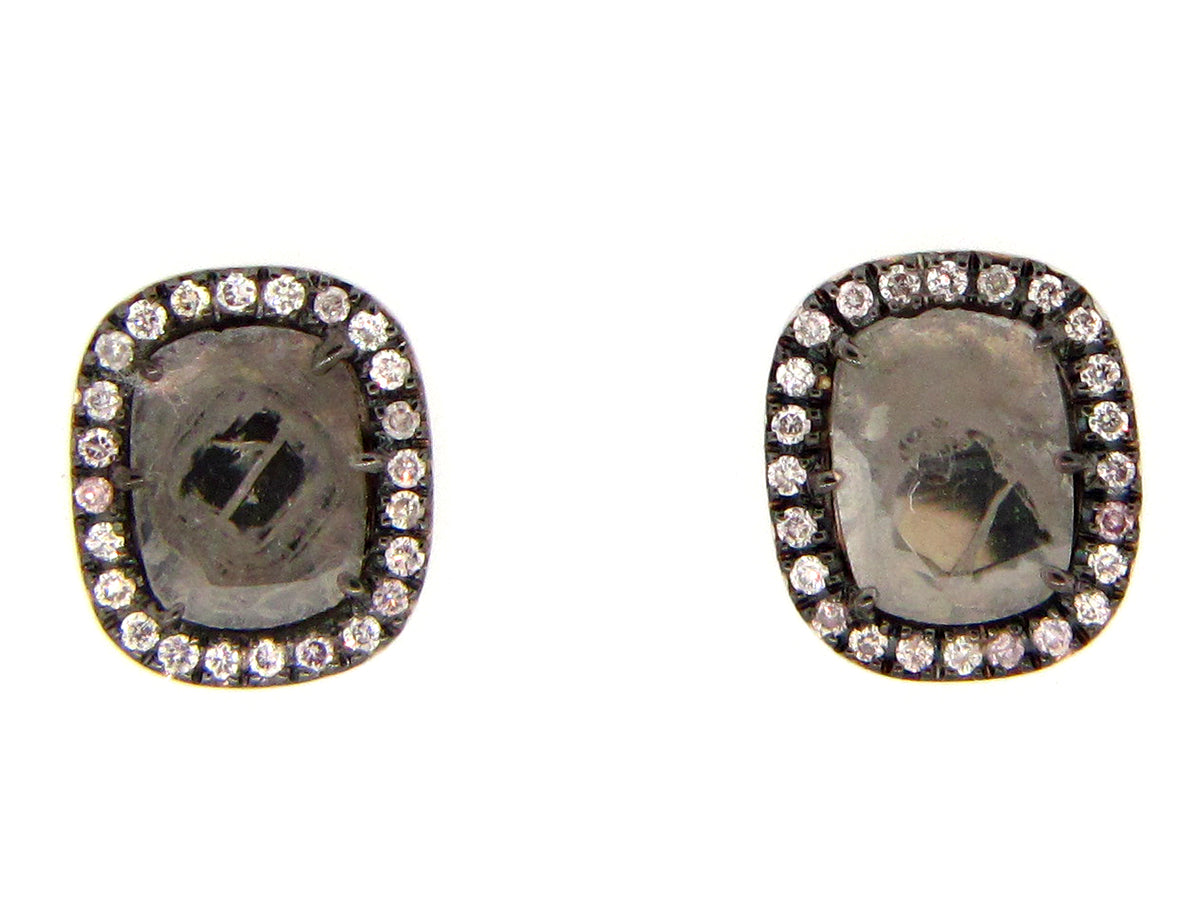 GRAY SLICE DIAMOND STUDS, 18KW (N)