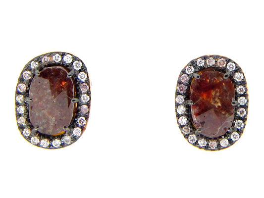 BROWN SLICE DIAMOND STUDS, 18KY (N)