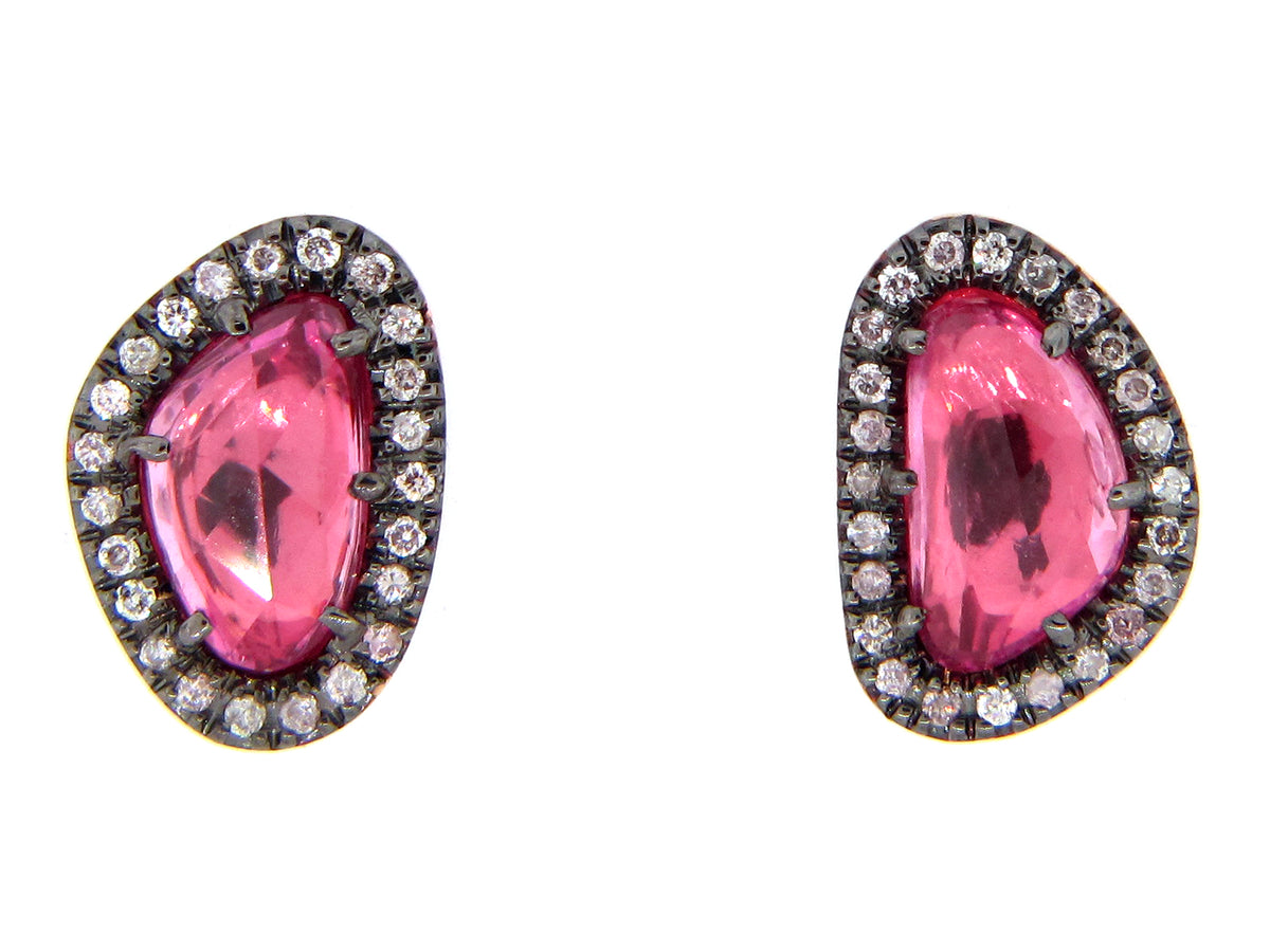 PINK SAPPHIRE & DIAMOND EARRING, 18KR (H)