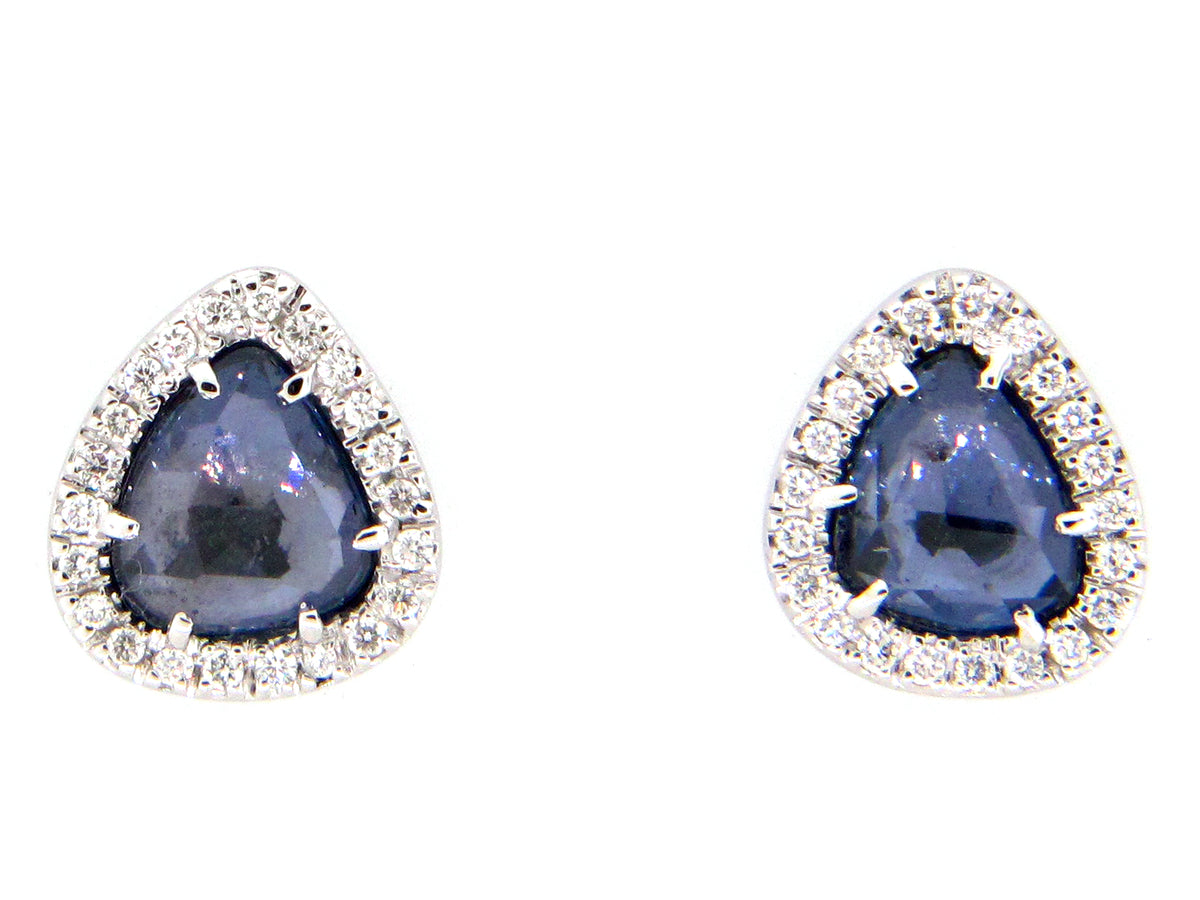 SAPPHIRE & DIAMOND EARRING, 18KW (H)