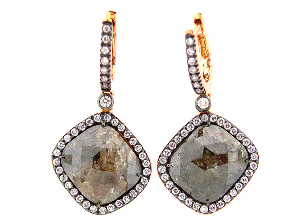 ROSE ROUGH CUT FANCY COLOR DIAMOND EARRING