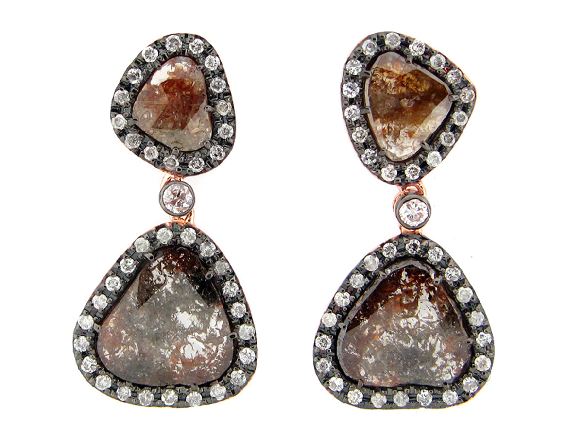 ROSE CUT SLICE  FANCY COLOR DIAMOND EARRING