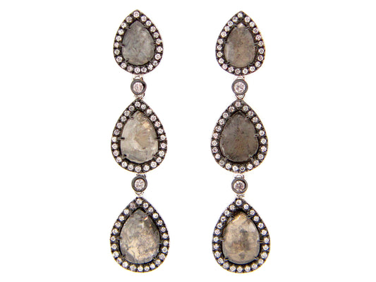 GRAY SLICE DIAMOND EARRING, 18KW (N)