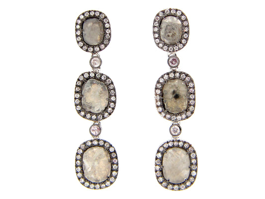 GRAY SLICE DIAMOND EARRING, 18KW (N)