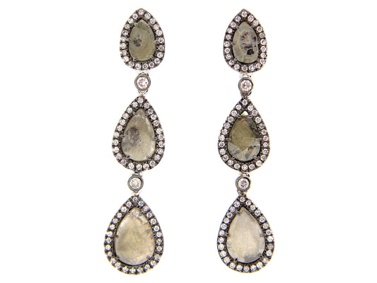 GRAY SLICE DIAMOND EARRING, 18KW (N)