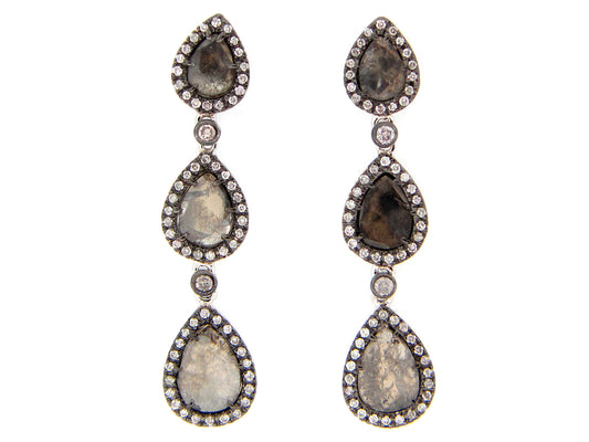 GRAY SLICE DIAMOND EARRING, 18KW (N)