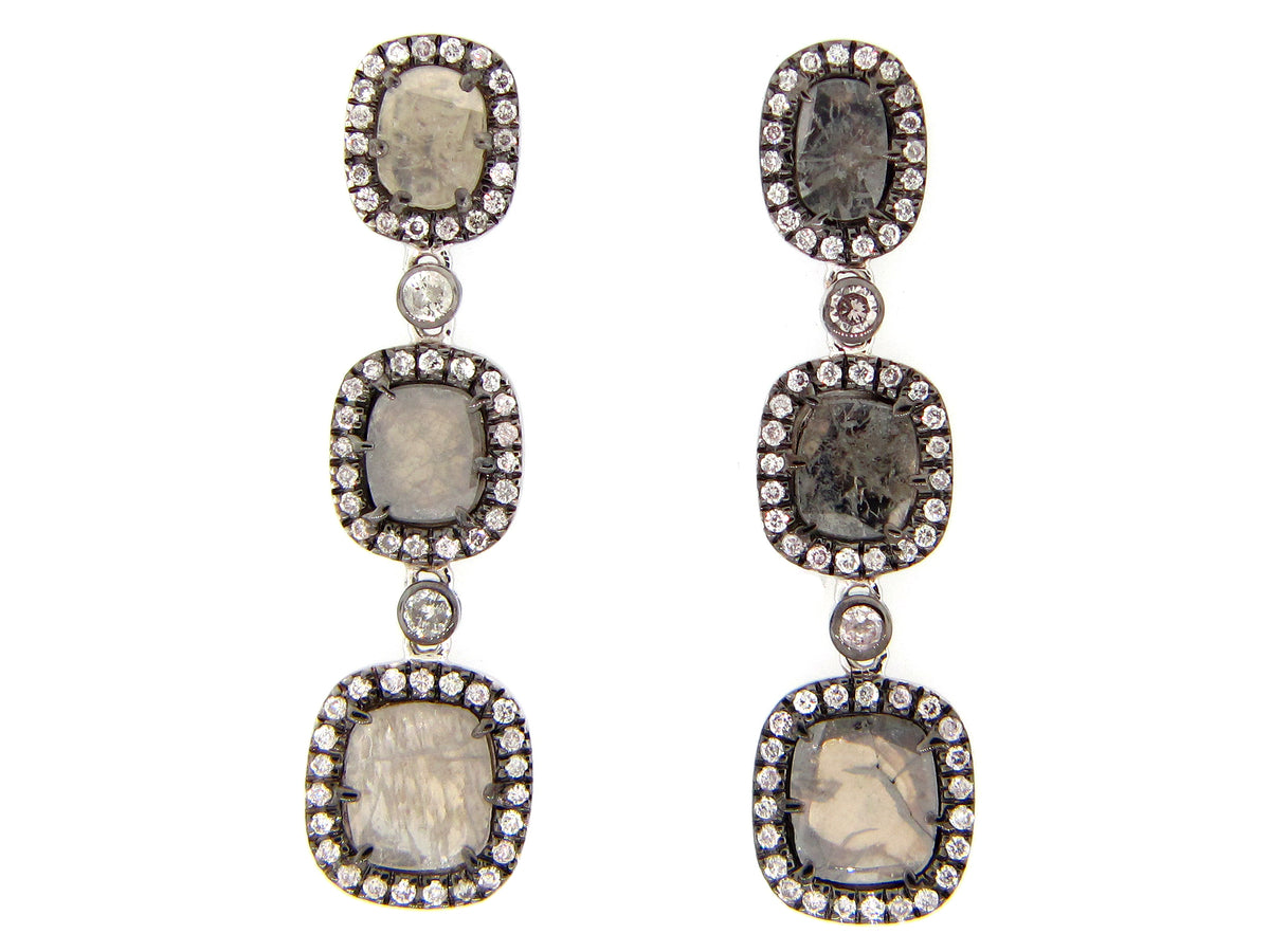 GRAY SLICE DIAMOND EARRING, 18KW (N)