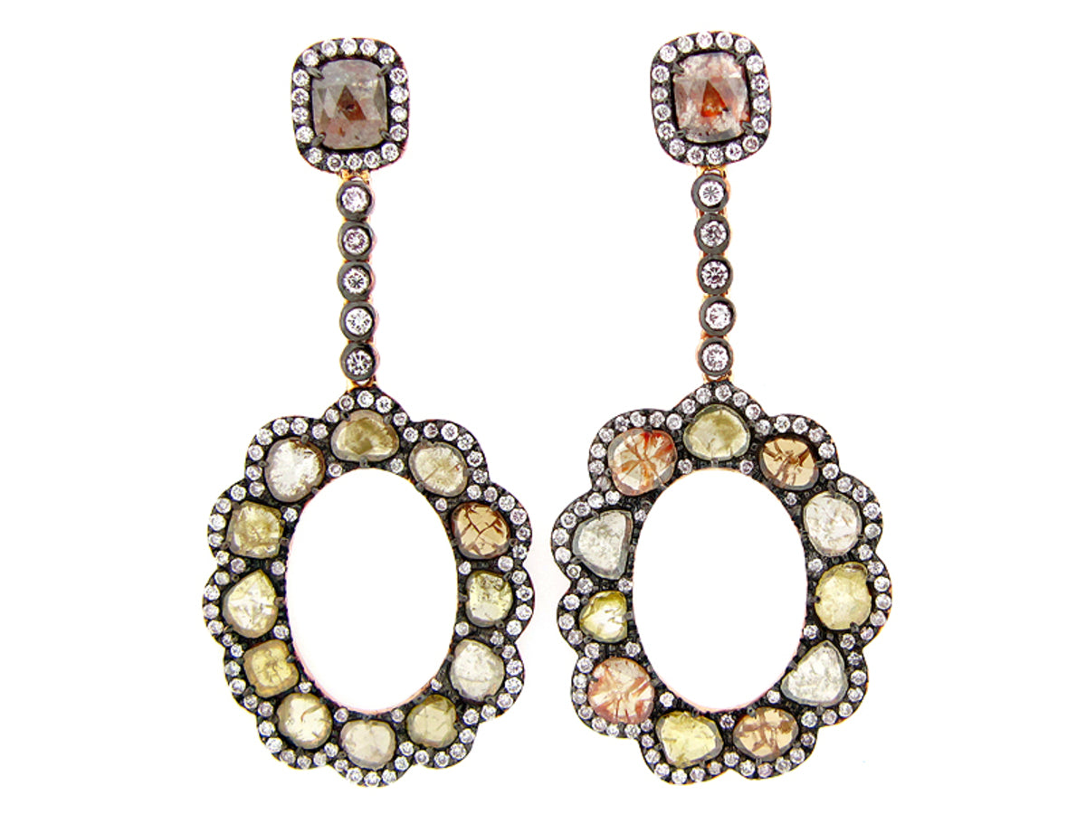 ROSE ROUGH CUT FANCY COLOR DIAMOND EARRING
