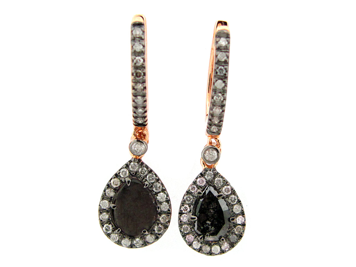 ROSE CUT SLICE BROWN DIAMOND EARRING, 18KR (N)