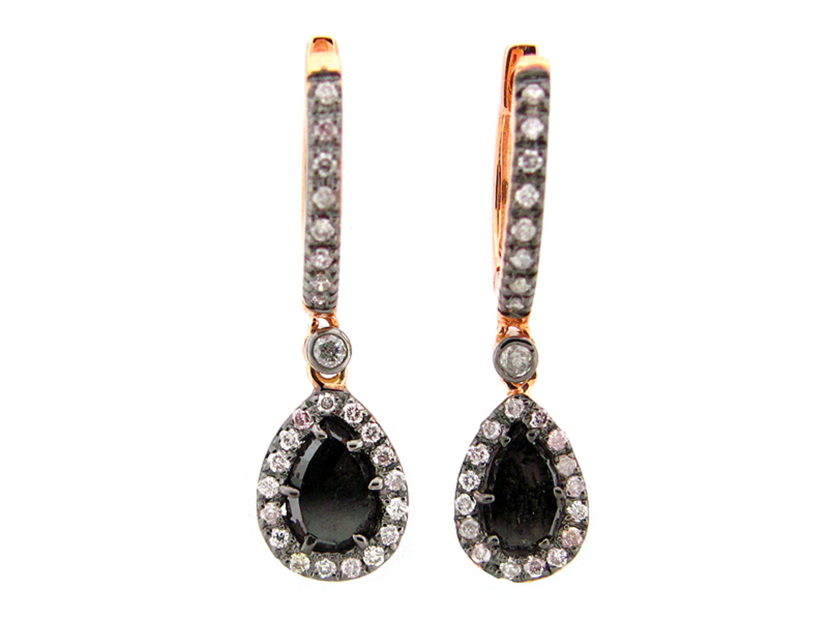 ROSE CUT SLICE BROWN DIAMOND EARRING, 18KR (N)