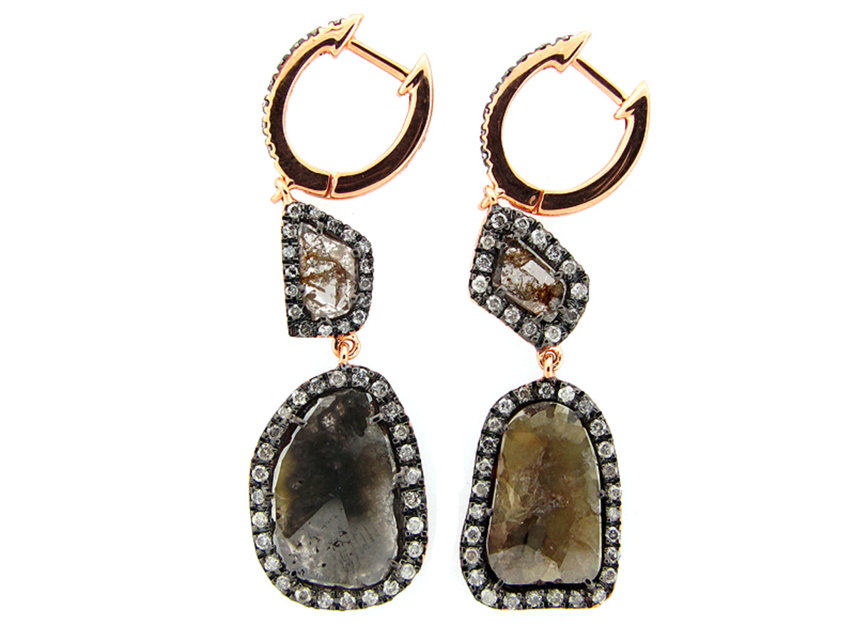 ROSE CUT SLICE BROWN DIAMOND EARRING