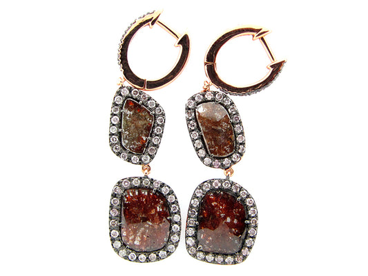 Rose Cut Slice Brown Diamond Earring, 18kr (N)