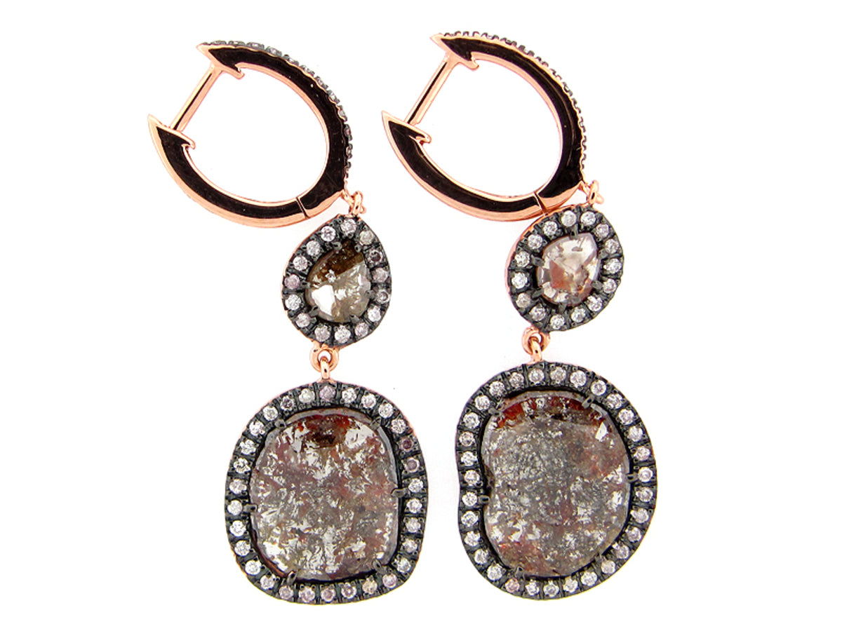 Rose Cut Slice Brown Diamond Earring, 18kr (N)