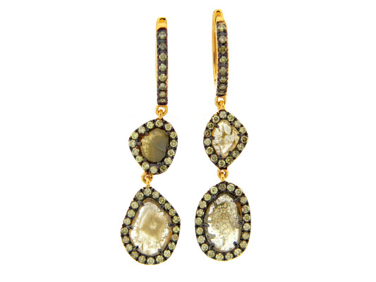 Rose Cut Slice Yellow Diamond Earring, 18ky (N)