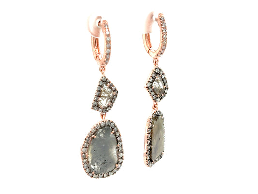 Rose Cut Slice Brown Diamond Earring