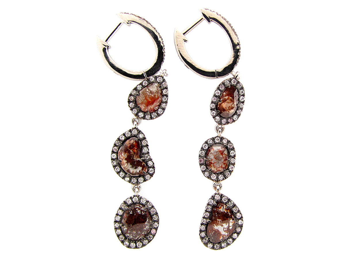 ROSE CUT SLICE BROWN DIAMOND EARRING
